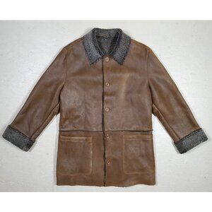 Reilly Olmes Collection Brown Shearling Leather Coat | Made in Turkey | M